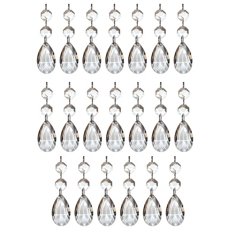 Glass 2pcs14mm octagon beads + 38mm crystal chandelier pendant for ceiling droplets light refraction , wedding tree decoration