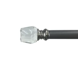 Hot sale curtain accessories rods crystal amber curtain finials with iron tube