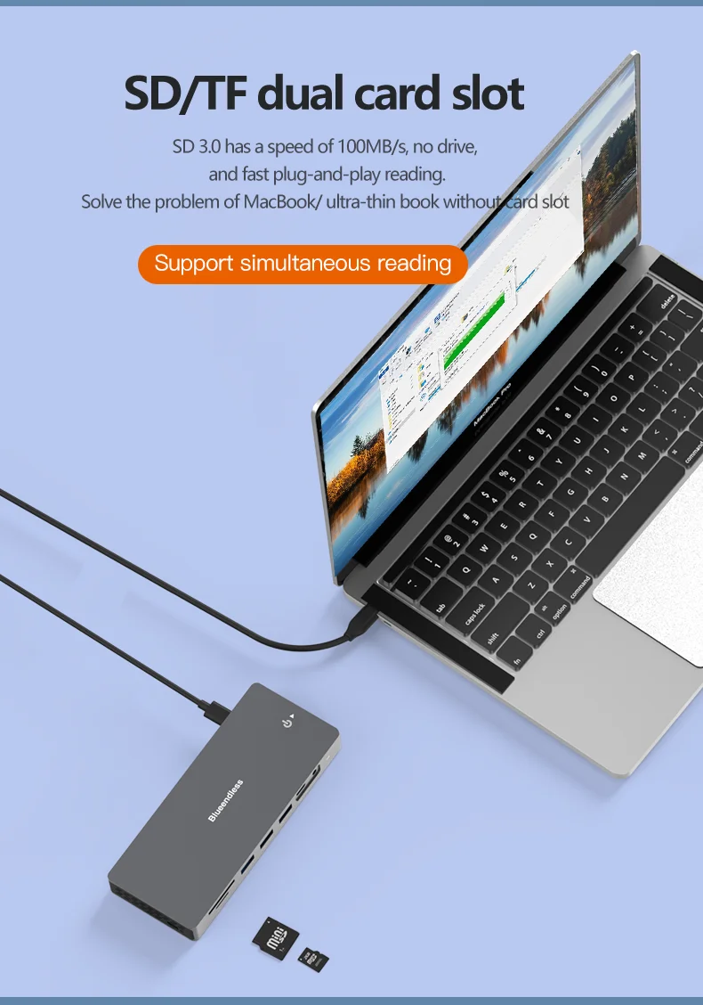 Dual Displayport HDTV gigabyte RJ45 MST Hub 13 ports hub displayport to triple type c docking station