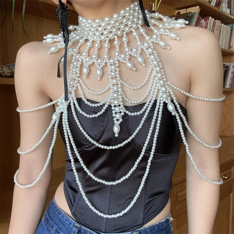 Hand woven pearl body vest accessory body chain sand Hawaii surfing motion Leisure Swimming trunks dance Travel Clubs wear