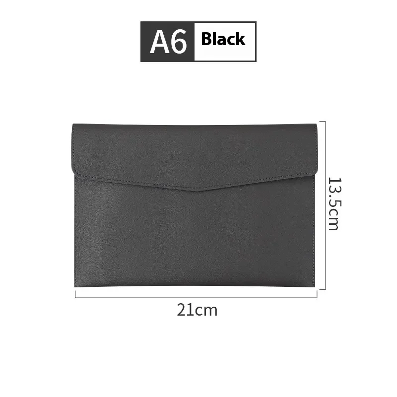A6 Wallet File Bag PU Leather Bag Paper File Pouch with Magnetic Closure Custom Logo Printing File Folder Envelope Document Bag