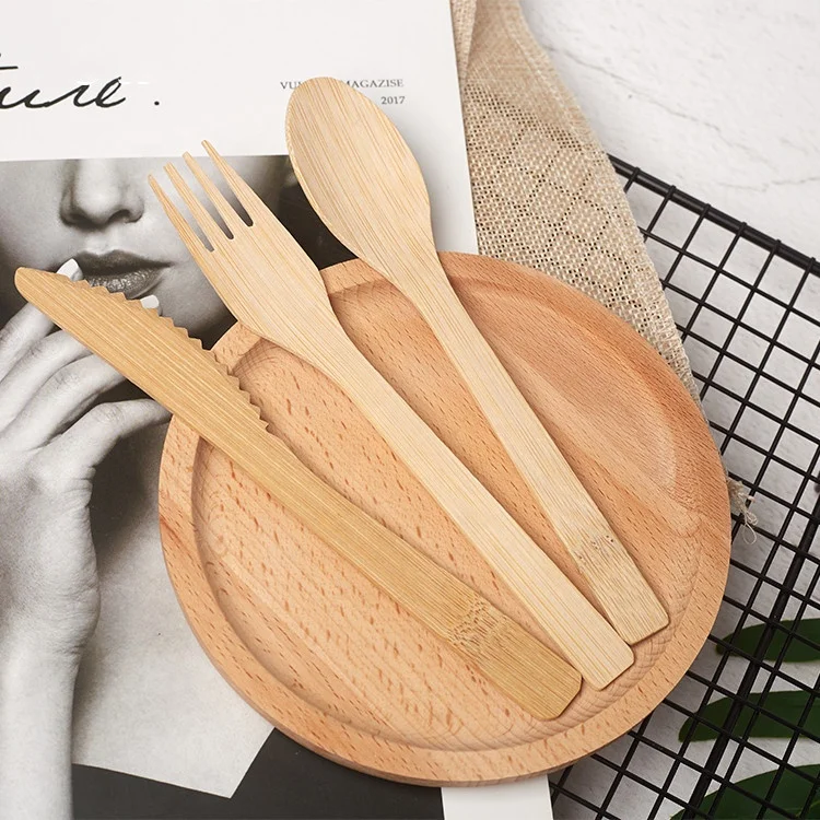 
Wholesale High Quality Biodegradable Flatware Disposable Wooden Bamboo Cutlery Travel Set 170mm 