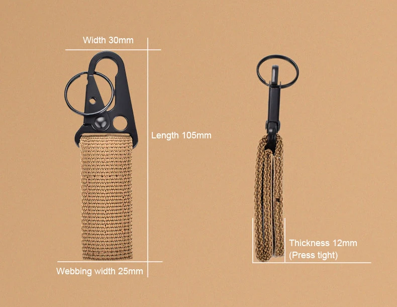 Outdoor 3 packs of Molle belt nylon belt accessories keychain carabiner rock climbing waist bag survival equipment