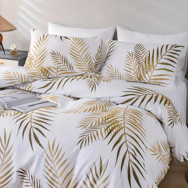 AOYATEX Fashion Bedding set Soft and Comfortable Duvet cover set Polyester Golden Leaf 3D HD Digital Printed duvet cover set