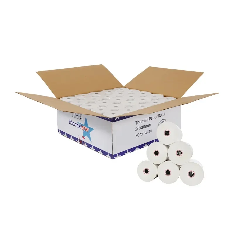 Natural White Thermal Happe 57mm Customized Size Office Rolls Atm Paper / Pos Paper / Thermal Paper Dye Cut
