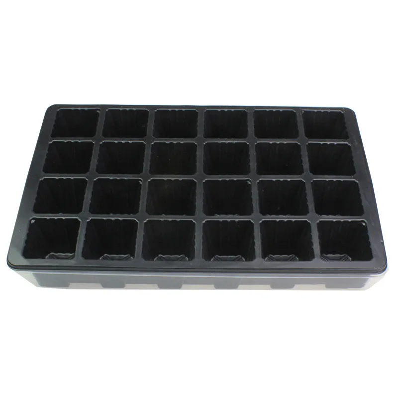 Garden Plant black plastic nursery tray seed flower pot trays Pot Grow Box 24 Cells Germination Starter cabbage nursery tray