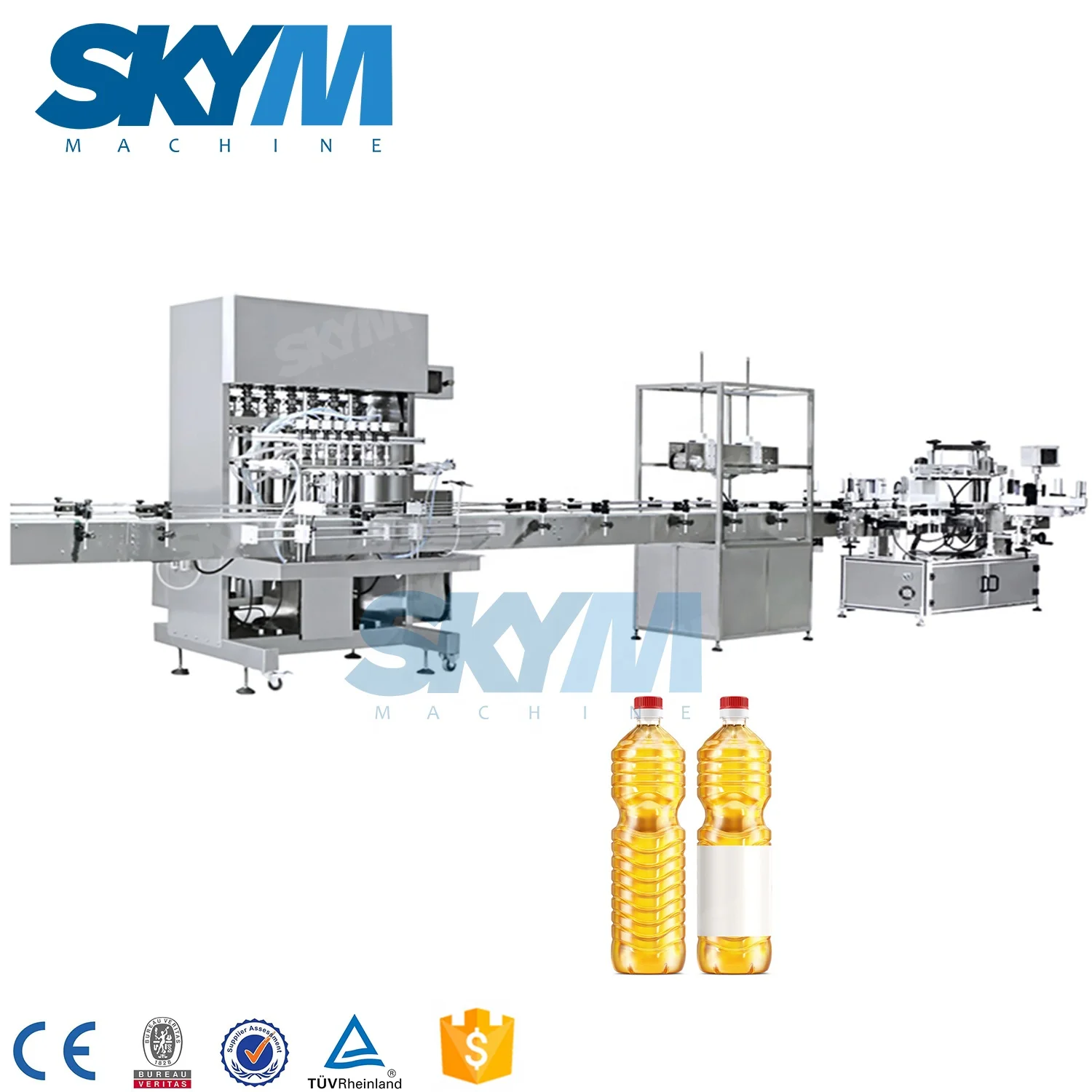 Fully Automatic Liquid Cooking Edible Vegetable Olive Oil Pet Bottle Filling Capping Machine