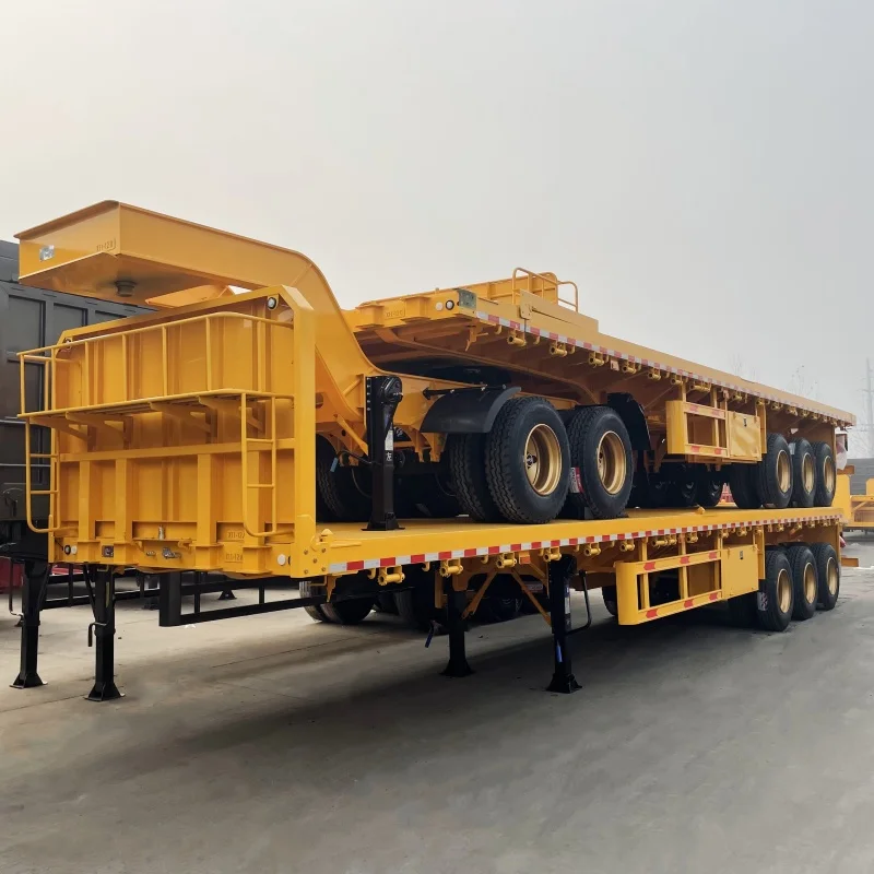 Low Bed Semi Trailer 40 Ft 3 Axles Flatbed Container Semi Trailer Skeleton Semi Trailer Container Chassis