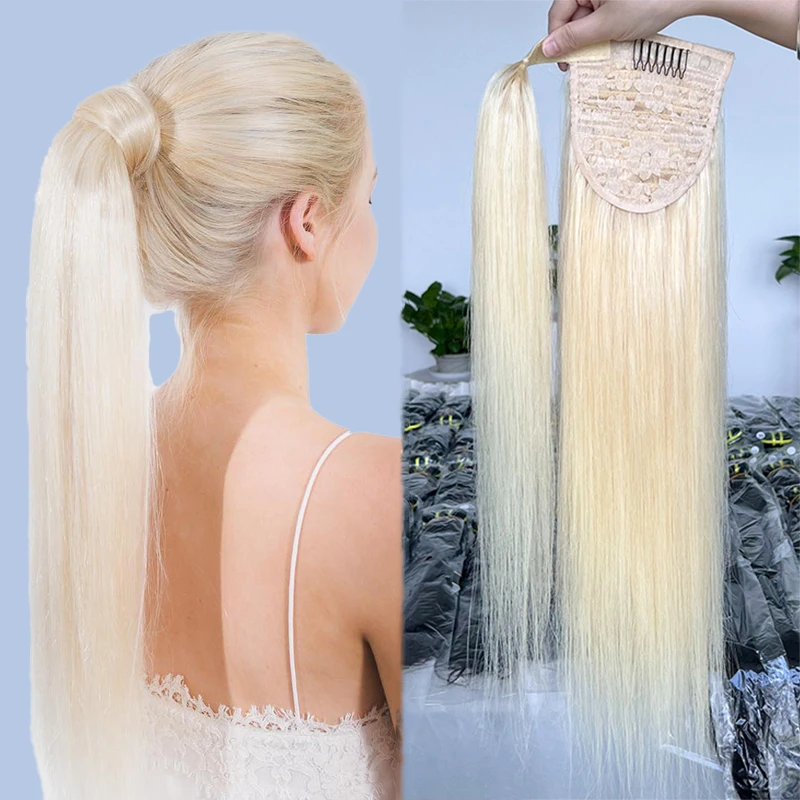 Natural Raw Brazilian Hair 613 Ponytails Blonde Virgin Human Hair Extensions Pony Tail