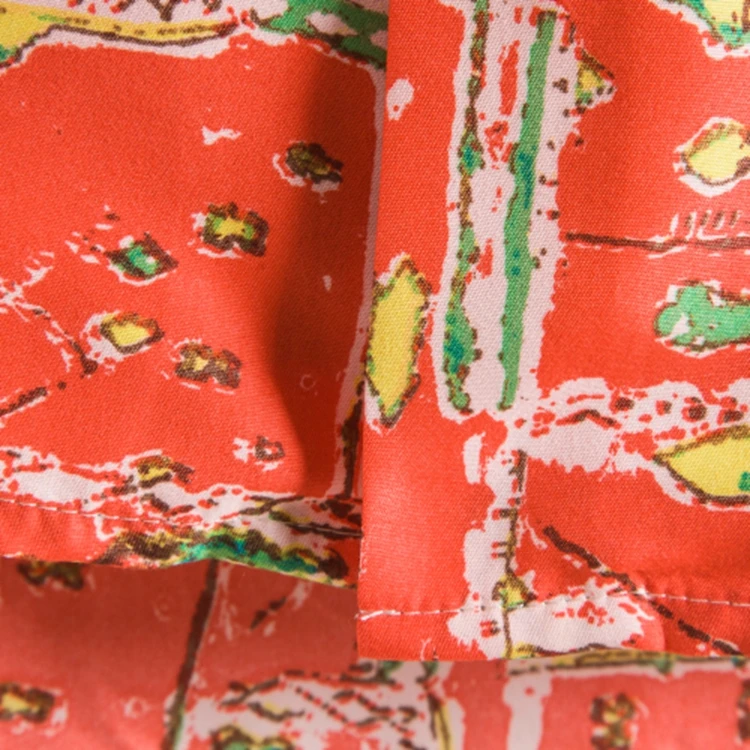 High quality summer fashion red fancy print breathable soft mens hawaiian beach style shirts