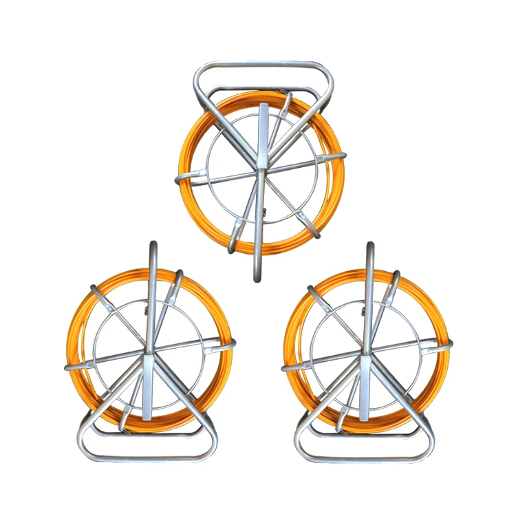 6mm 60m Tracebale Cooper Core Fiberglass Cable Push Duct Rods For Telecom Fiber Optic Equipment Installation and Maintenance