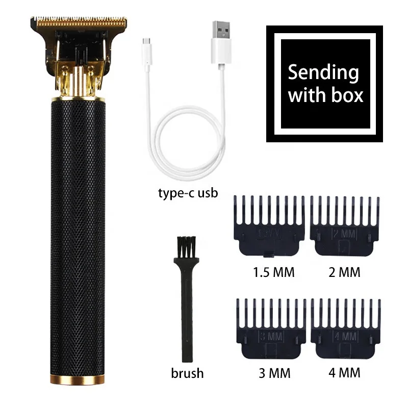 Home Use Beauty Salon Use Hair Trimmer Professional Type C Rechargeable Trimmers 4 Limit Brush Metal Stainless Steel Barber Clip