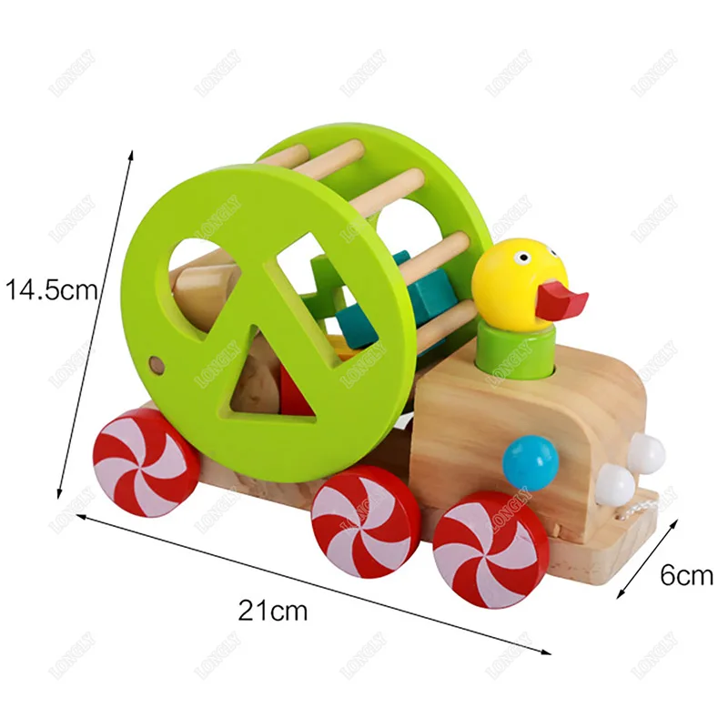 2021 hot sale wooden wheels for toys  pull wood car toy for kids
