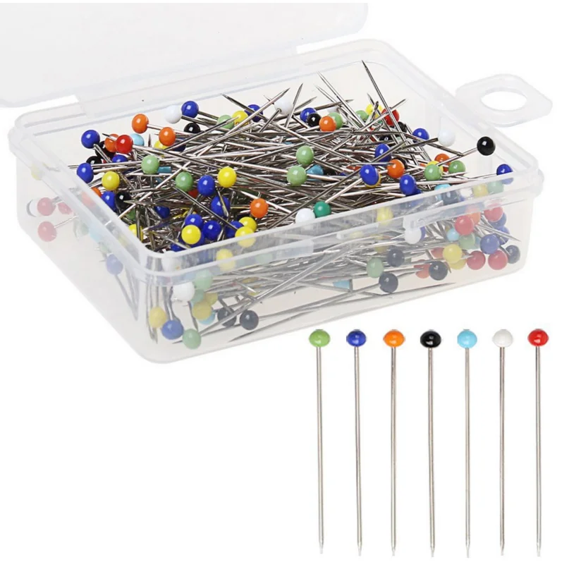 38mm glass head pin in plastic storage 100pcs