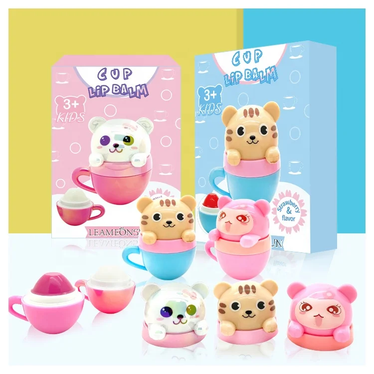 Wholesale New Fruit Flavor Cup Shape Cute Private Label Kids cupcake lip balm