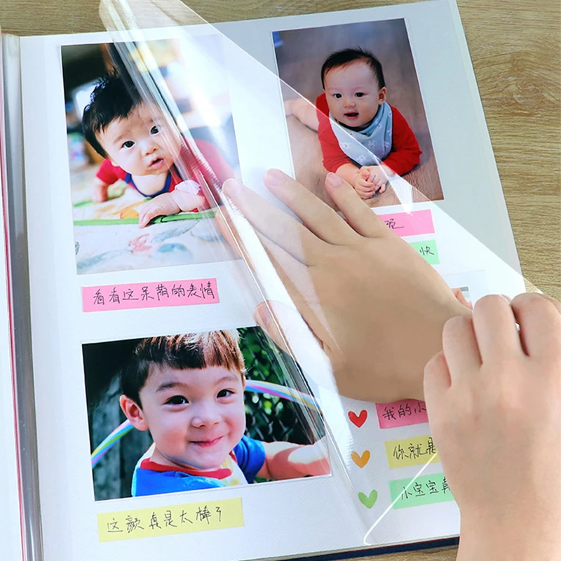 
Leather cover paper transparent pvc photo album diy waterproof photo book self adhesive photo album 