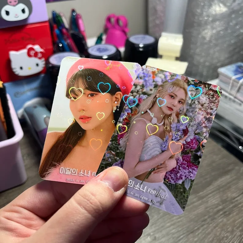 Custom Kpop Holographic Photocard Paper Photocard with Hologram Heart	 Photocard Printing