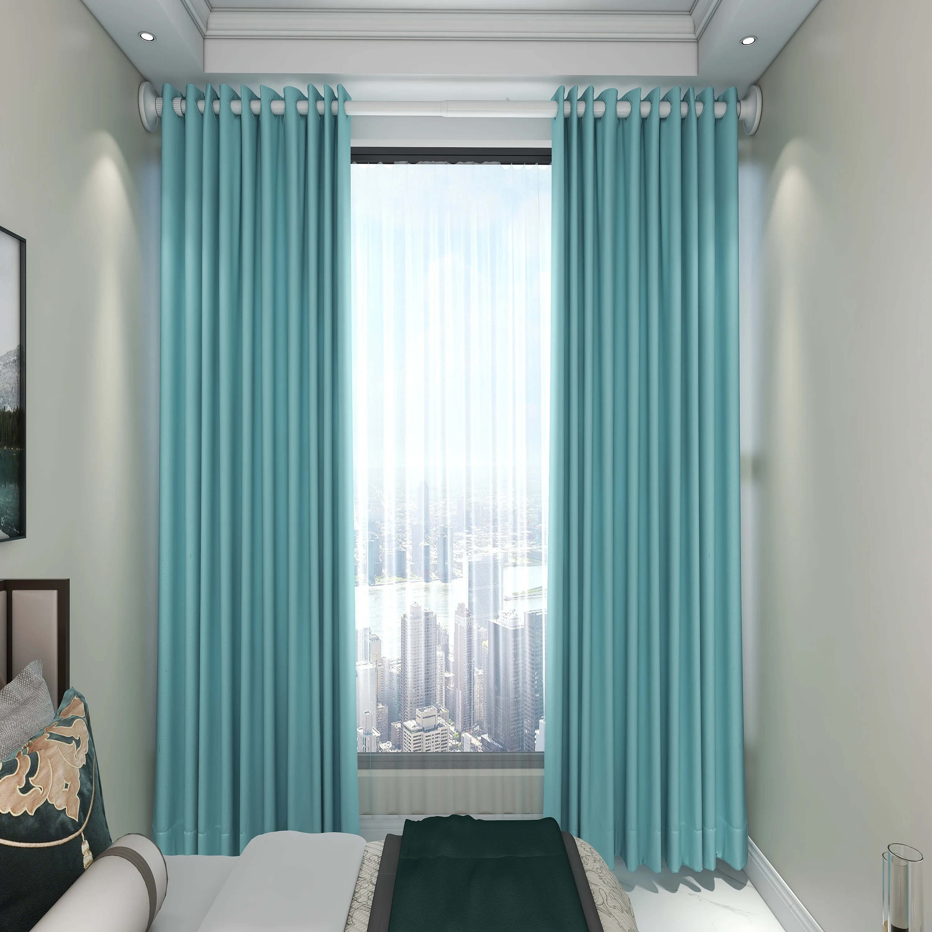 Made in China, 0.5-3.1m stainless steel retractable shower curtain rod, non perforated bedroom curtain rod