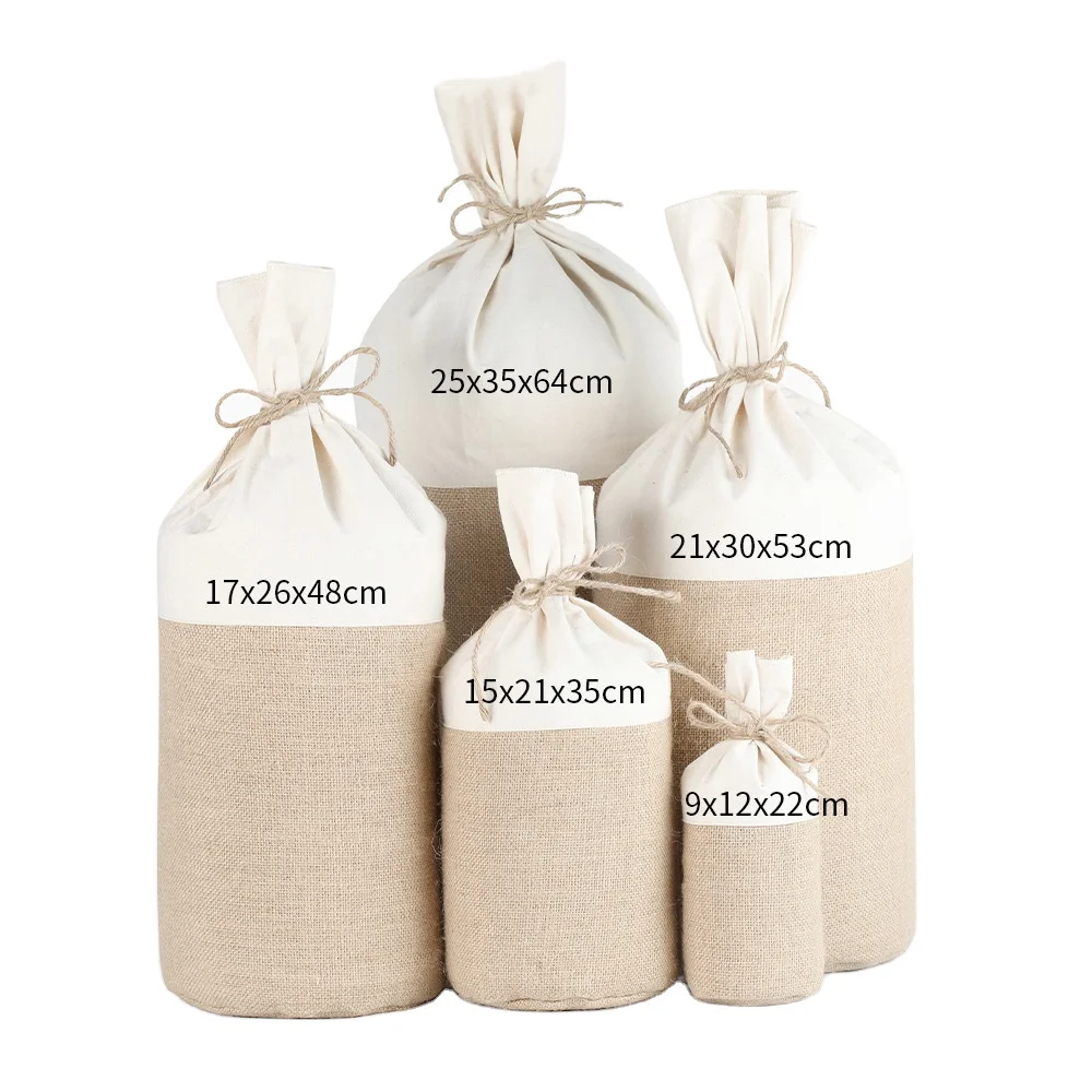 Customized OEM drawstring bag cotton canvas drawstring wine bag printed canvas rice bag