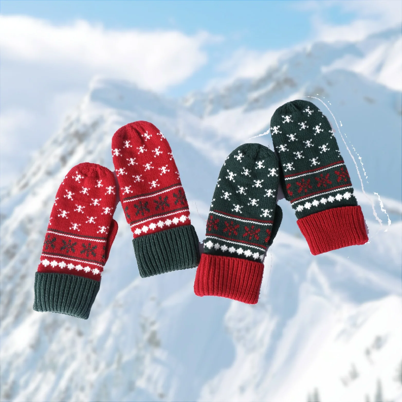 Wholesale Christmas Jacquard Colorful Comfortable Warm Knitted Unisex Winter Gloves