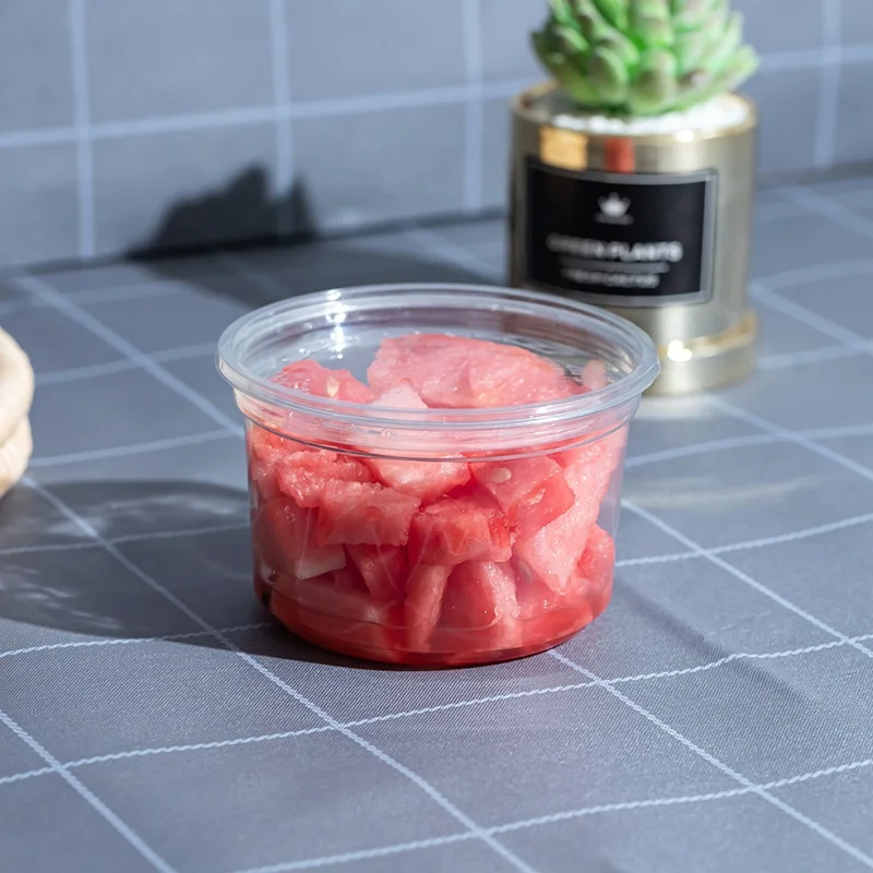Highly transparent PET plastic round deli container with lids