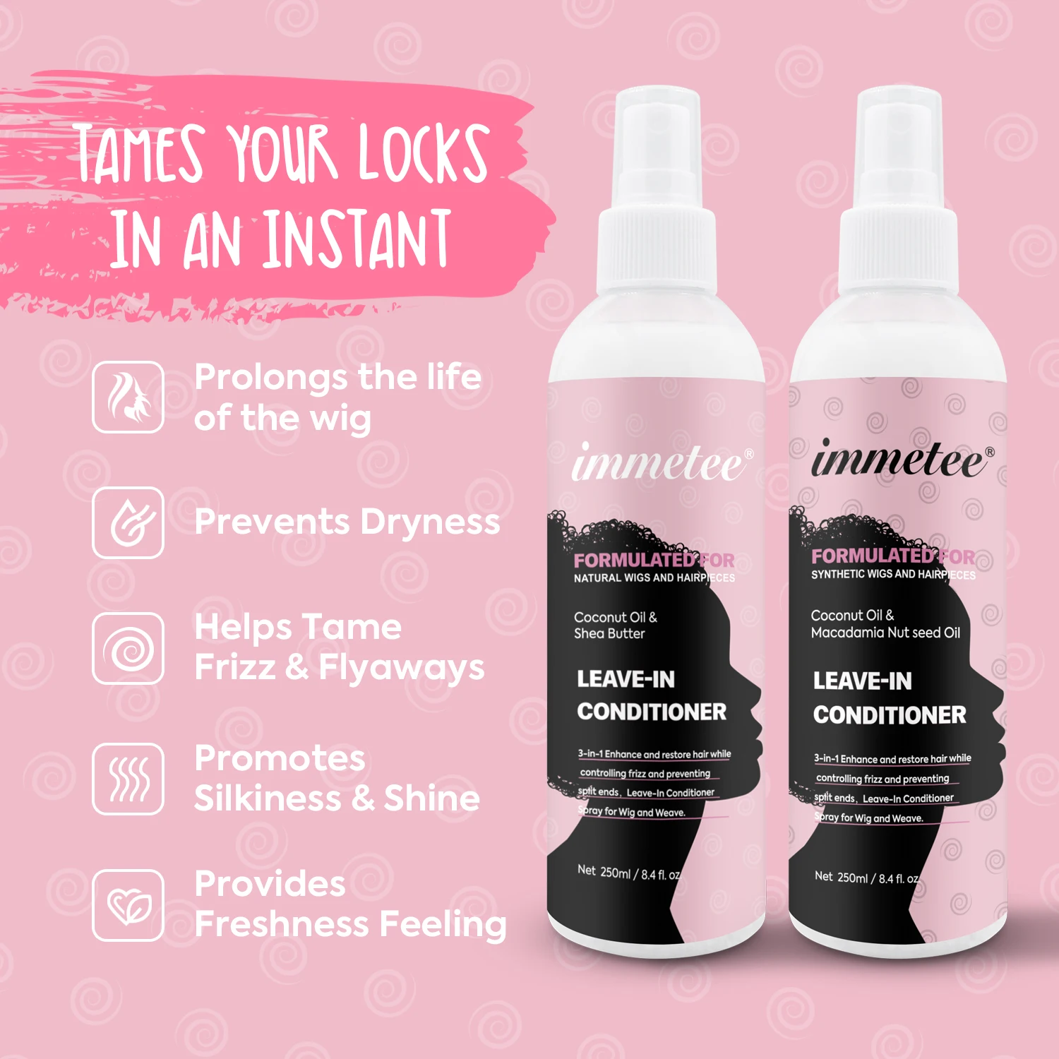 IMMETEE Leave-In Conditioner Spray Nourishing Anti-dry Hair Wig Leave In Condition Organic Shampoo and conditioner