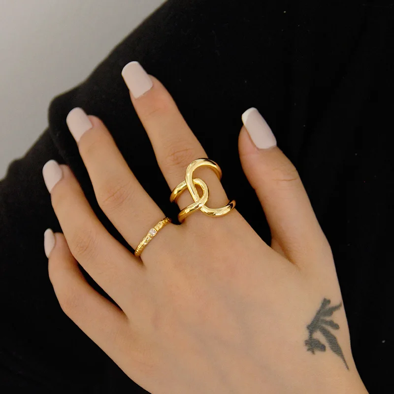 Wire Twisted Bright Matte Gold Rings Irregular Geometric Rings for Women Statement Open Rings Resizable 2019 Fashion Jewelry