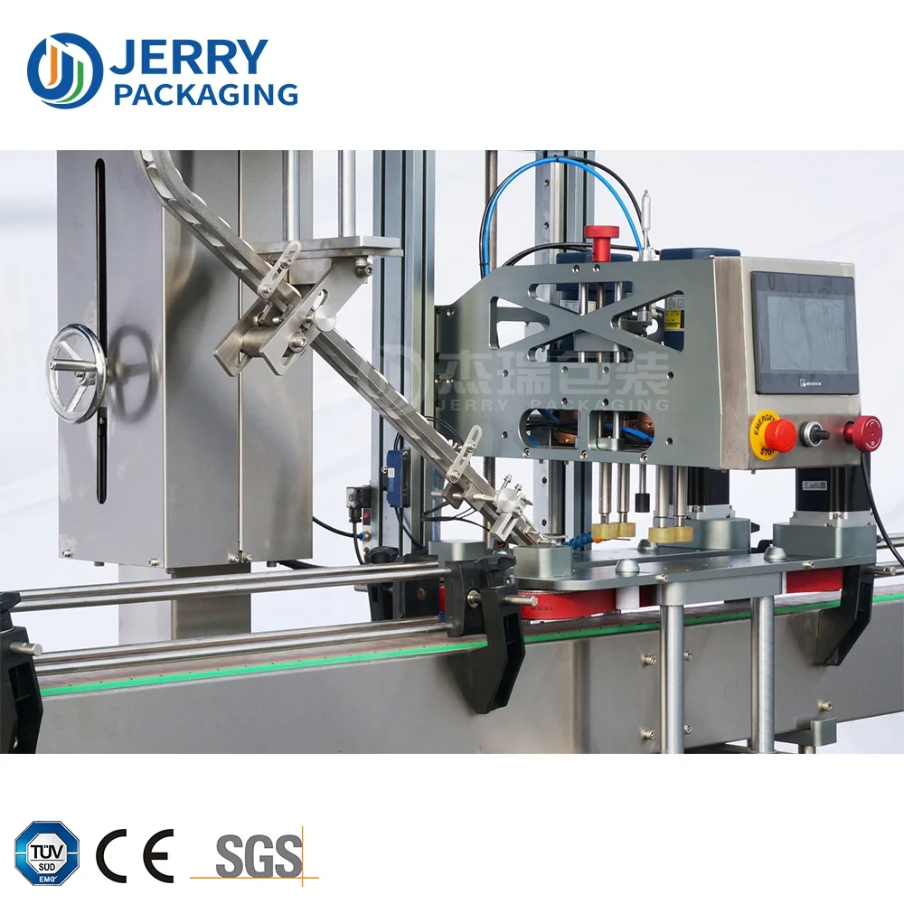 Automatic Linear Four Wheel Round Cap Capper Plastic Bottle Screw Capping Machine