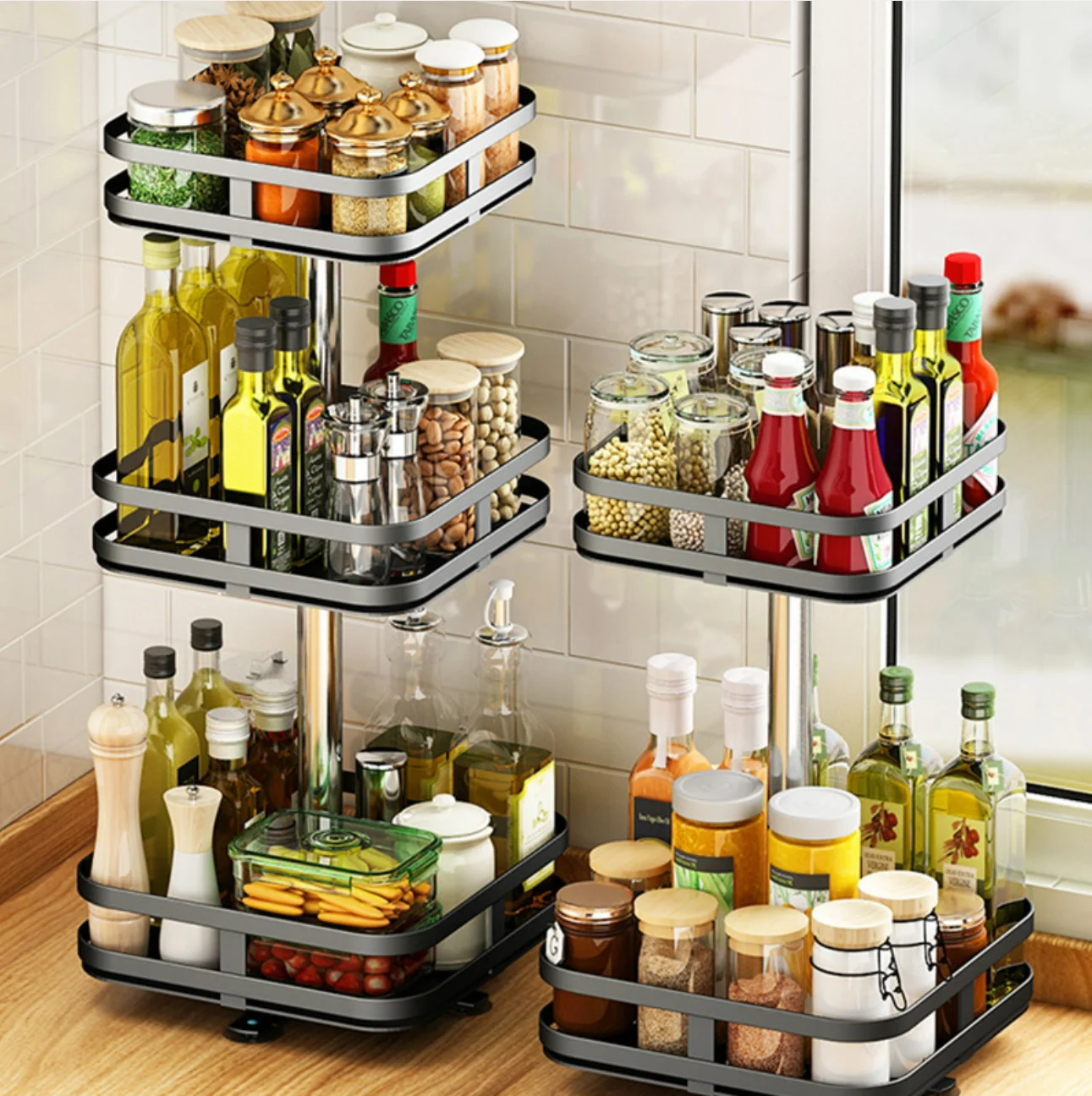 3 Tire 360 degree Rotating Storage Holders and Racks Bathroom Organizer Storage Holder Bottle Rack Sundries Storage