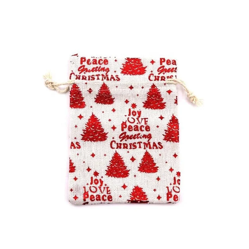 Customizable Canvas Gift Bags for Christmas Cotton Candy Apples Pattern Decorative Christmas Eve Packaging Bag