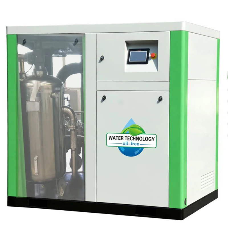 Low Noise 15kw 20hp 8bar Water Lubrication Oil Free Screw Air Compressor For Sale