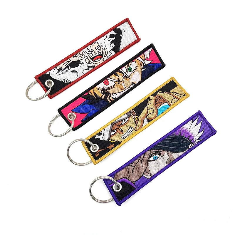 YYX Stock Jet Tags Wholesale Anime Embroidery Flight Tag Customisable Fabric Keychains for Car Keys Bag Pendant