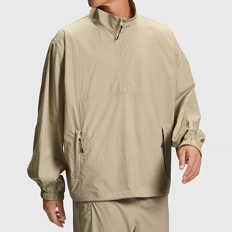 Custom Fashion Men Windbreaker Outdoor Plus Size Polyester Nylon Sports Half Zip Up Jackets