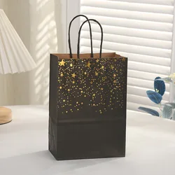 Factory Price Black White Kraft Craft Paper Bag With Twisted Handle And Hot Stamping Printing