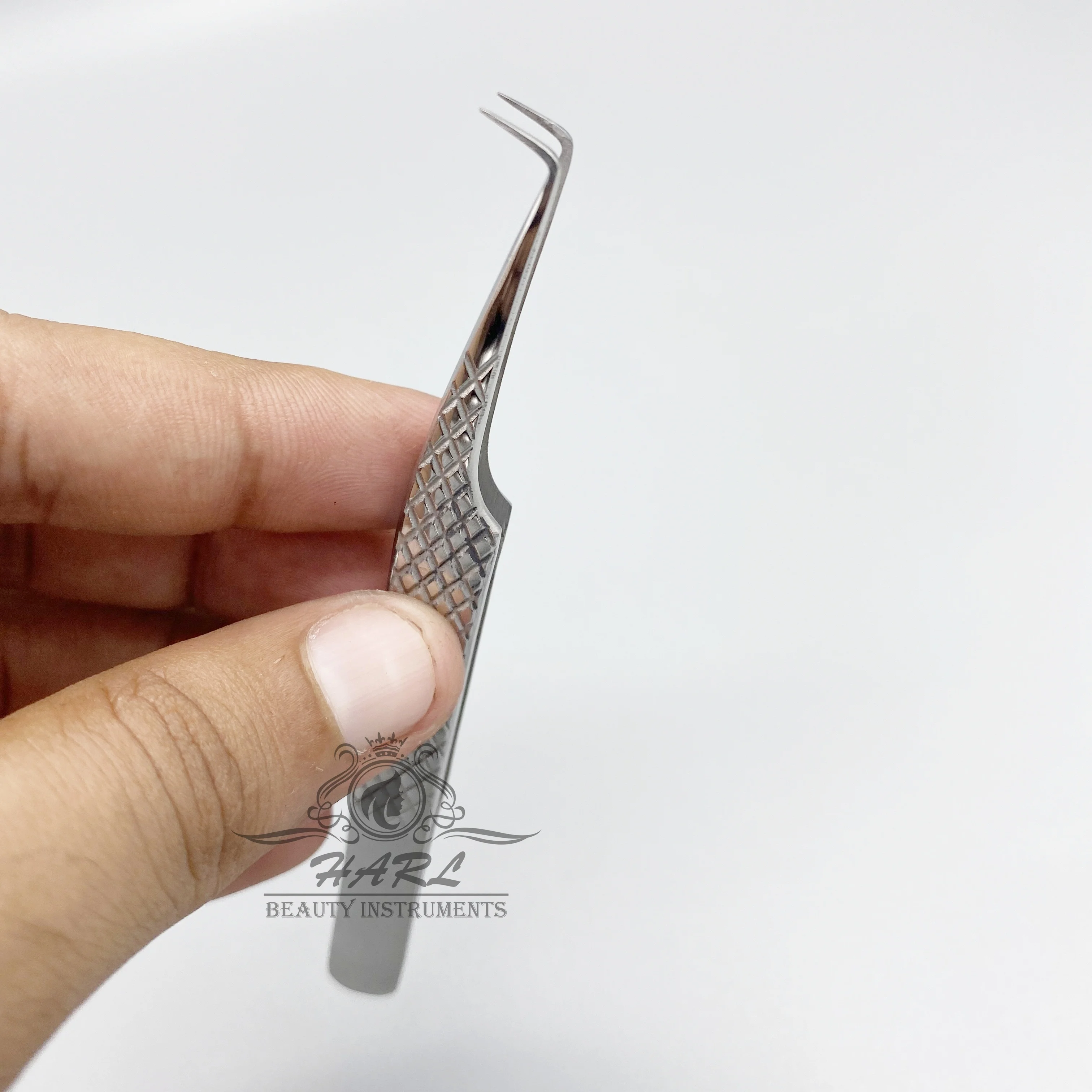 Серебряный Пинцет для наращивания ресниц из нержавеющей стали с алмазным захватом 90 градусов