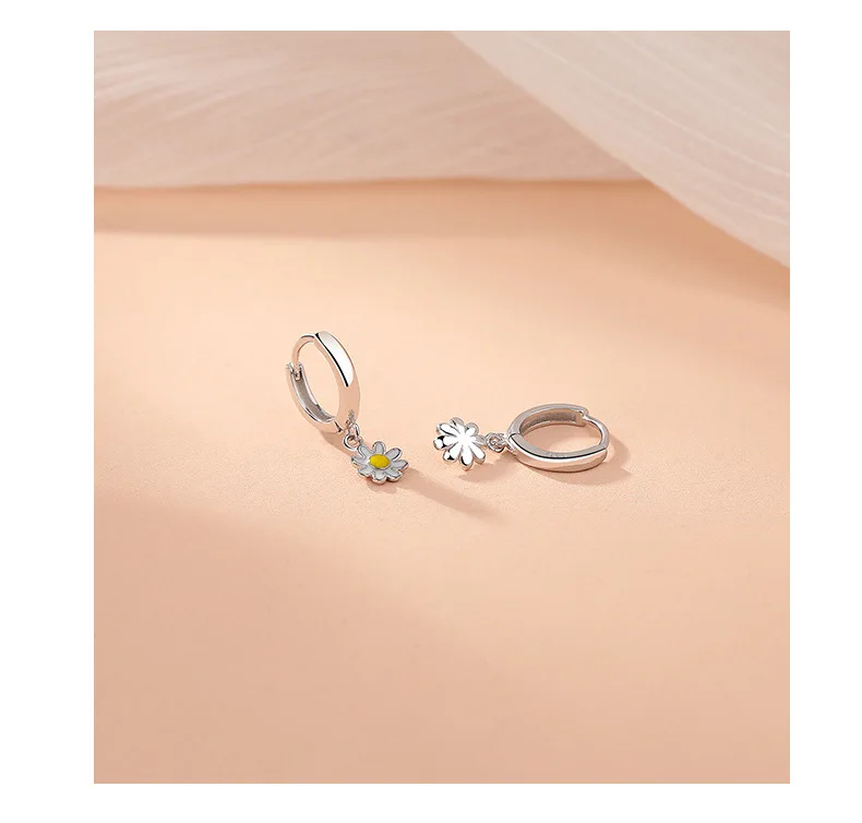 wholesale fashion High quality jewelry 925 sterling silver Sunflower shape gold plated hoop earring jewelry for women
