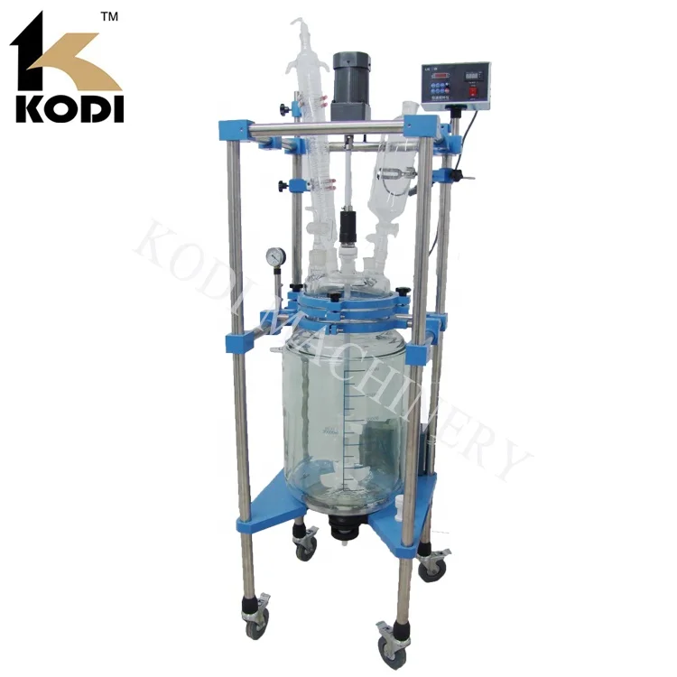 PGR Model Double Layer Borosilicate 3.3 glass reactor Jacketed Glass Lined Reactor