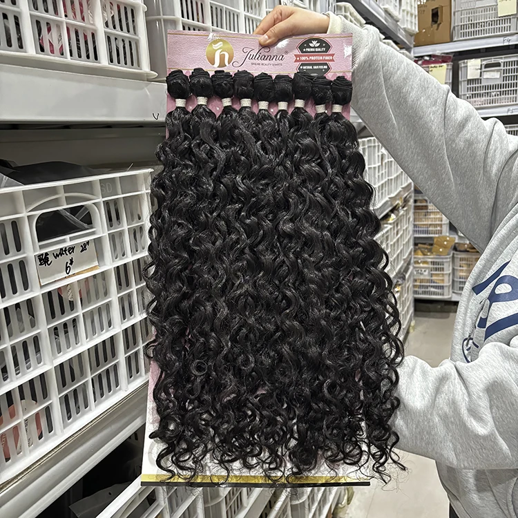 Julianna Natural Wavy 9X Pack Curly Weaves Soft Organic Bio Fibra Protein Synthetic Weave Straight Weft Bundles Hair Extensions