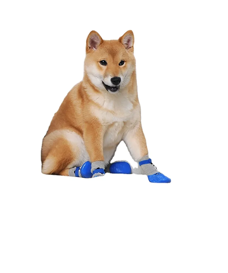 4pc/set pet dog cat shoes socks outdoor wear sock Non-slip plastic sole