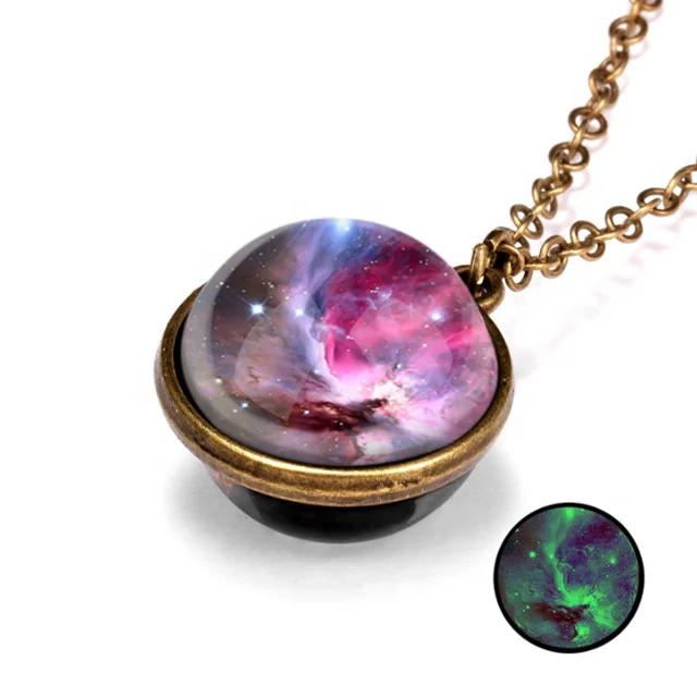 Luminous Glow In Dark Moon Pendant Space Star Galaxy Universe Necklaces