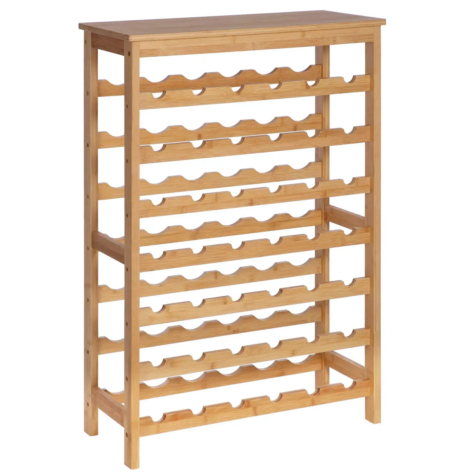 Bamboo 7 Tier Freestanding Wine Rack 42 Slots Large Capacity Not Easy to Pour Wine Rack with Tabletop Anti Tipping Kit Wine Rack