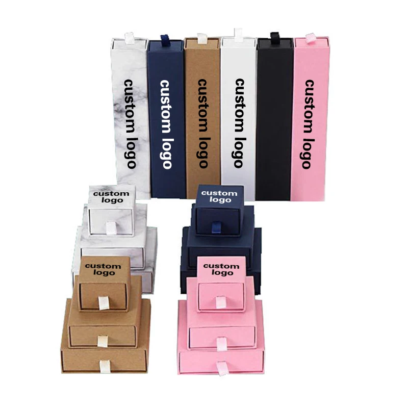 Custom Mini caja de joyeria earring rings necklace luxury gift box sliding paper box drawer jewelry packaging box