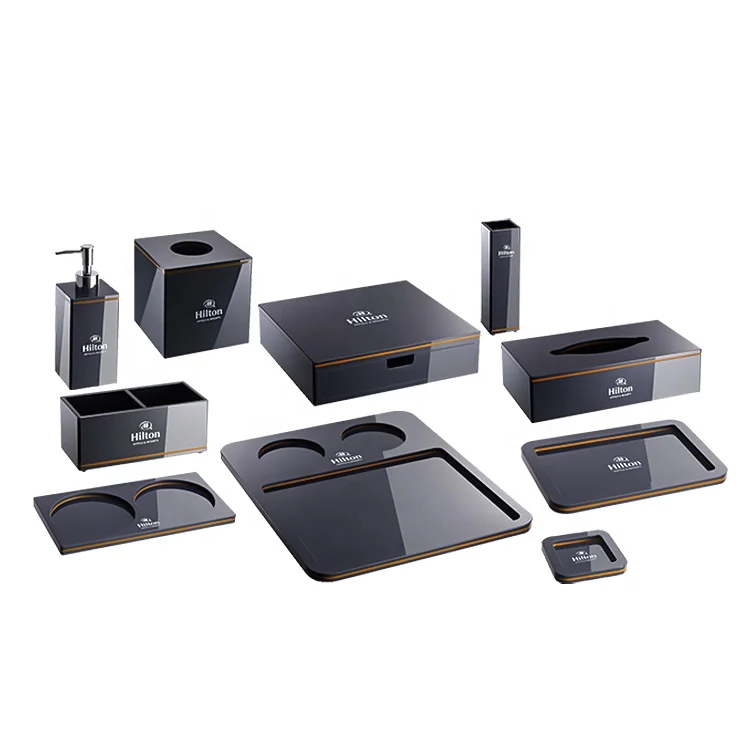 Factory Custom Wholesale High Quality Hotel  Guest Room Sets Black Acrylic Cube Box Rattan Patten