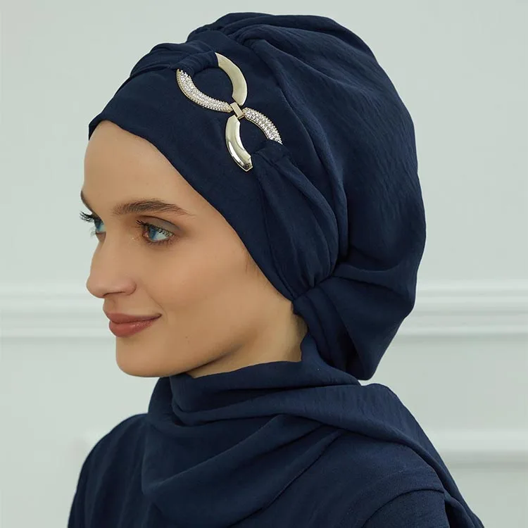 New coming muslim turban crinkle chiffon turbans breathable inner hijab instant scarf with jewelry for Indonesia malaysia philip