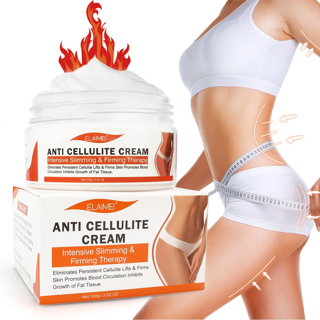 ELAIEMEI Herbal Slimming Cream Ginger Natural Refreshing Waist Abdomen Hip Legs Tightening Orange Peel Fat Removal Cream