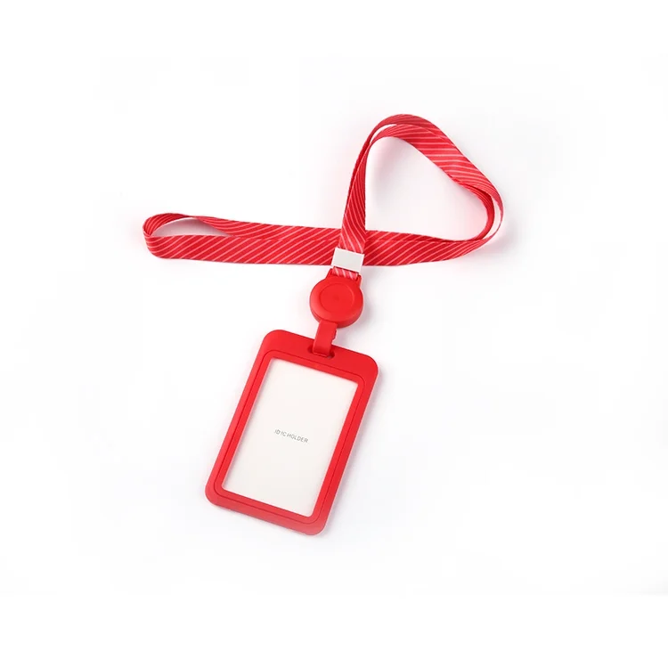 Customize design job card holder polyester ribbon lanyard with retractable clip