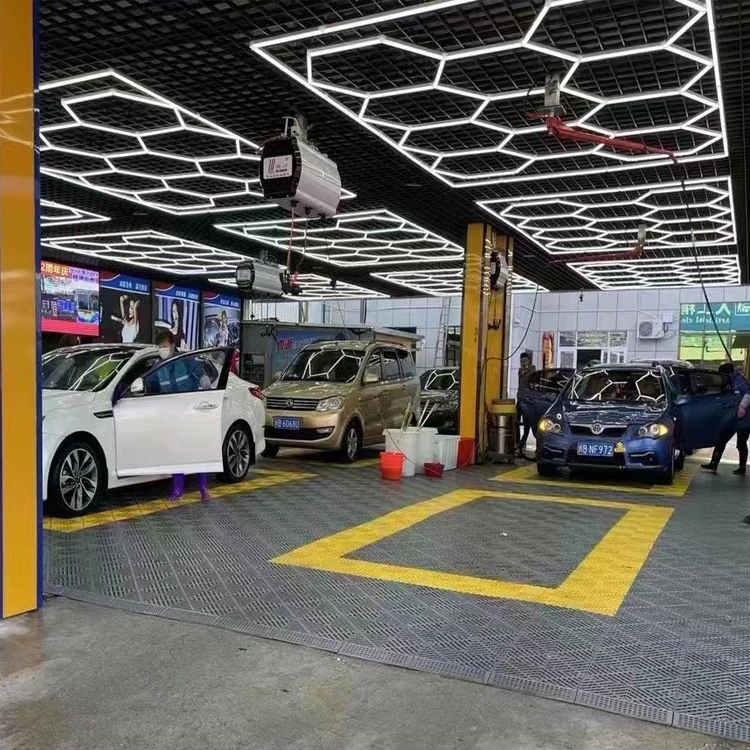 Hexagonal honeycomb automotive led working lights 220v car showroom beauty station care workshop lamp Garage detailing lights