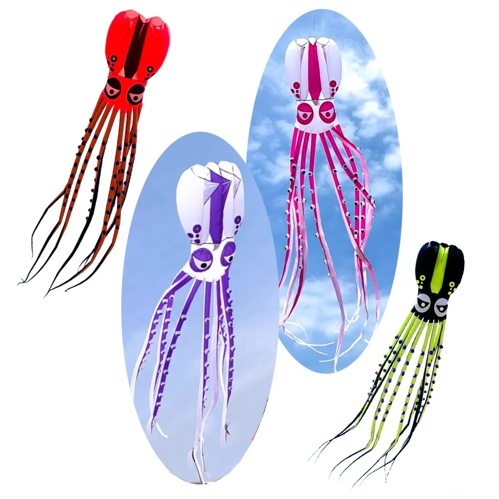 Wholesale 18m  chinese flying 3D nylon inflatable  octopus parafoil soft beach kite for sale