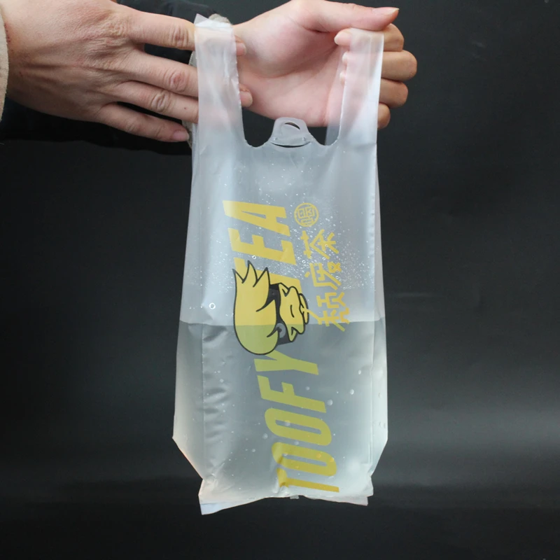 low moq customized design portable bio plastic signal and double cup take-out milk tea bag