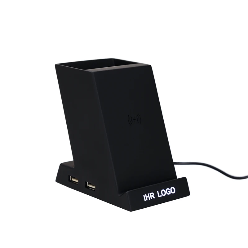 Tech Gadgets Table Organizer LED Logo 10W Pencil pen Holder Phone Holder Charger Wireless Charger Stand for Novelty Gift